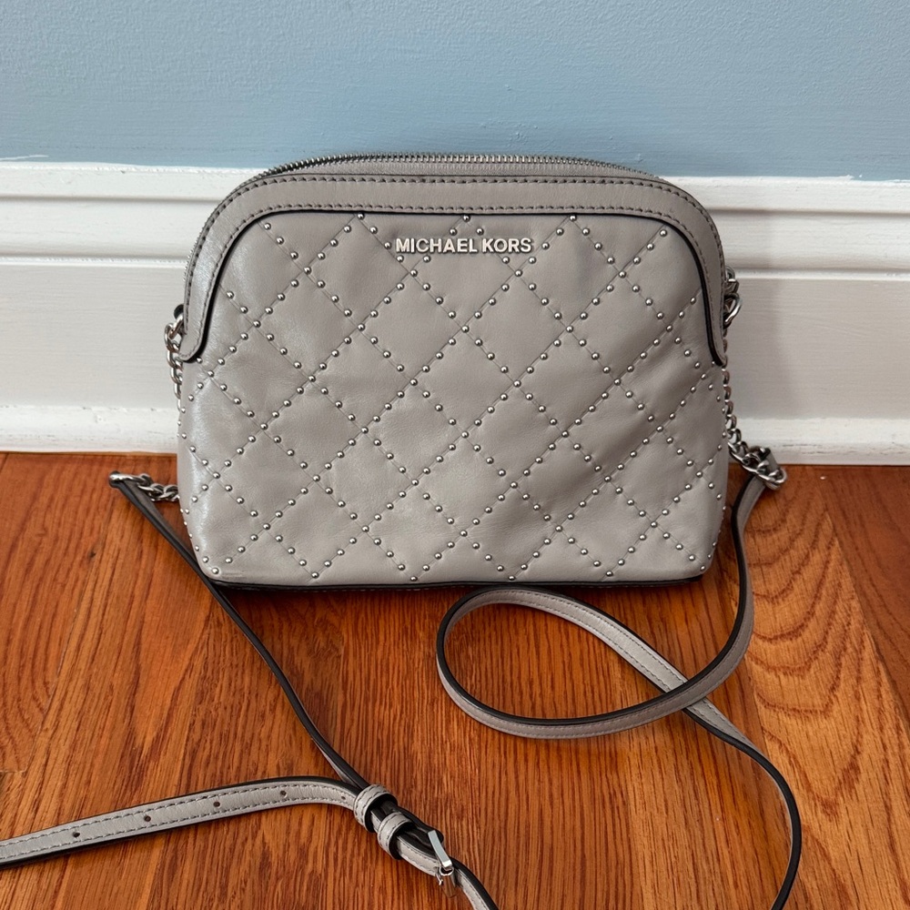 Michael Kors Silver Studded Crossbody Bag
